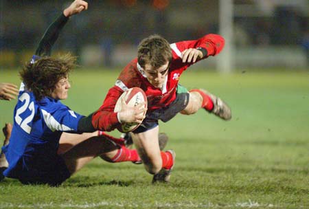 Robert Lewis scoring his 2nd try against France