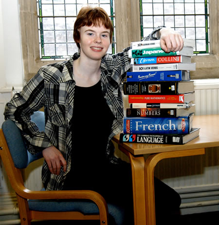 Rosalind Higman with some books of the subjects she studied