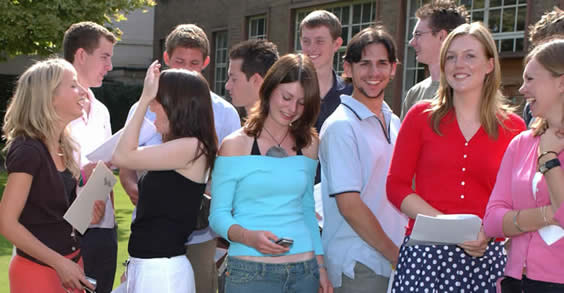 Photograph Students enjoying record A Level success